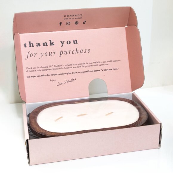 TLC. Candle Co. 3-Wick Dough Bowl Soy Candle Scented Patchouli Vanilla Amber NWT - Picture 2 of 7